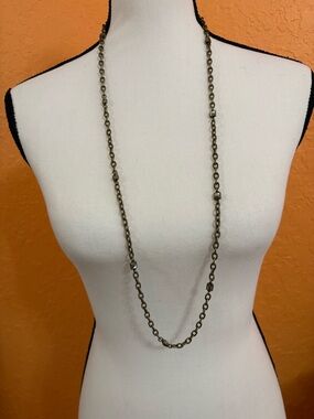 Lia Sophia Long Brass-Tone Chain Necklace in Brown